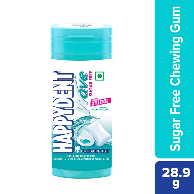 Happydent Wave, Xylitol Sugarfree Mint Flavour, Chewing Gum Pocket Bottle