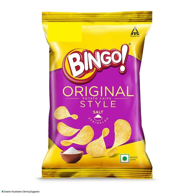 Bingo! Original Style Salt Sprinkled - Flat Cut Salted Potato Chips Pack for Snacks