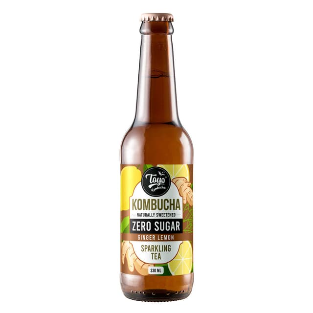Toyo Kombucha Zero Sugar Ginger Lemon Kombucha