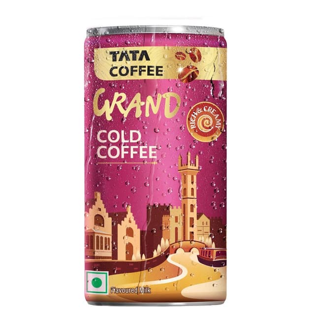Tata Cold Coffee Belgian Chocolate Iced Coffee, Rich & Creamy, Flavoured Milk, Can