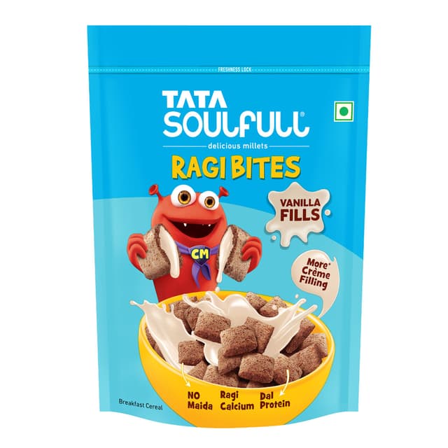 Tata Soulfull Ragi Bites Vanilla Fills, No Maida, More Cream Filling, Kids Cereal
