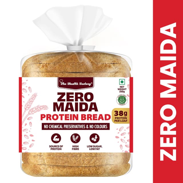 The Health Factory Zero Maida Protein Bread | Clean Label - Not Brown